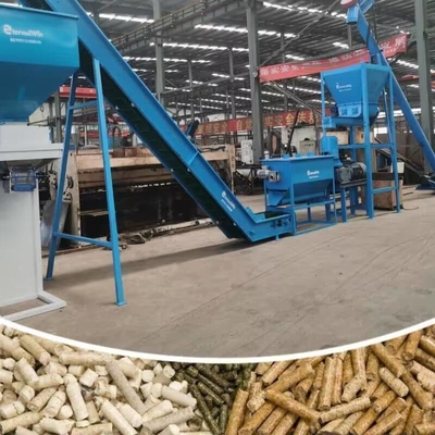 Produktionslinie für Biomasse-Pellets aus Reis-Husk 1-1,5 t/h Kapazität